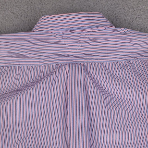 Tommy Hilfiger‎ Shirt Men's XL Pink Blue Short Sleeve Button Up Striped Trim Fit - Picture 9 of 14